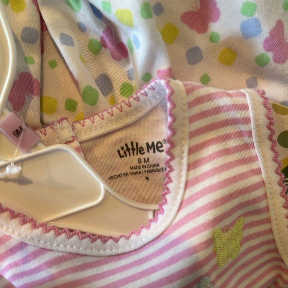 Little Me Pink and White Baby Dress with Butterfly Print - Picture 6 of 7